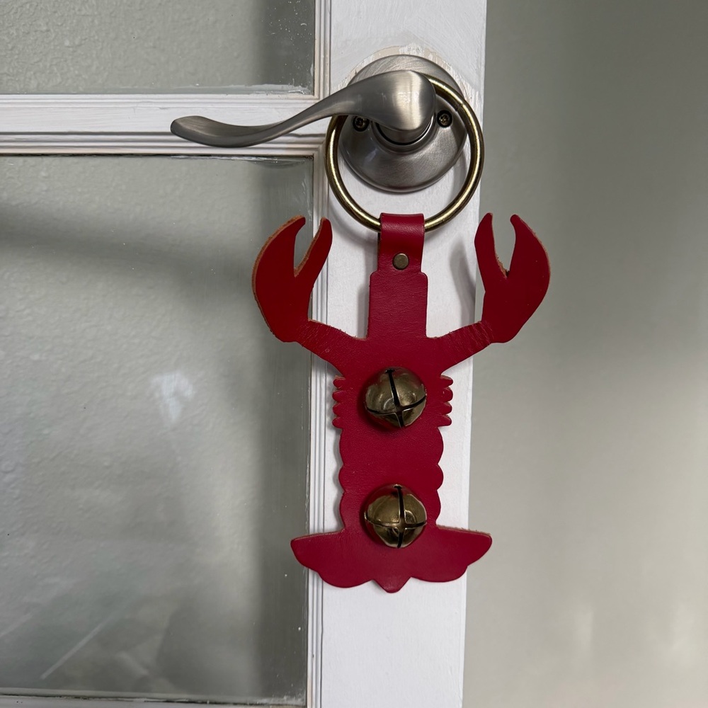 Leather Red Lobster Door Hanger with Bells